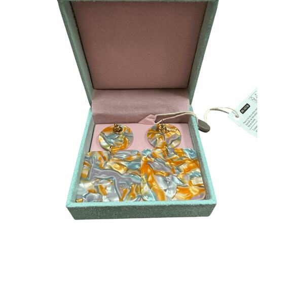 Valet Studio NWT Abigail Earrings in Sky Blue and Orange - Picture 6 of 7
